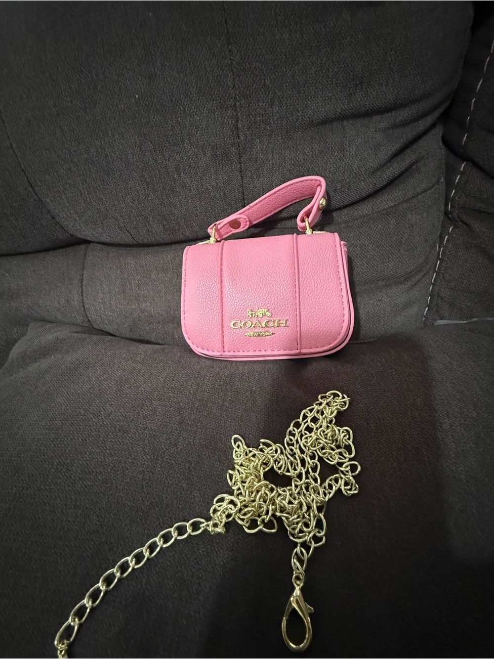 Pink Mini Top-Handle Crossbody Bag with Gold Chain